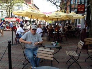 Tom eating ice cream (my favorite activity) in the pedestrian mall