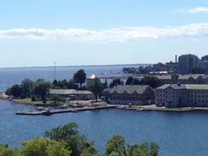 A prominent part of both Kingston's history and its vibrant present is the Royal Military College, often referred to as the War College, seen here from Fort Henry.  It is analogous to America's West Point