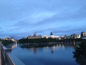 The Ottawa skyline from the Hull, Quebec side of the bridge