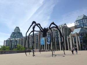 This will freak you out if you are afraid of spiders - a two story high spider in the plaza of the National Gallery of Canada.  The magnificent building is in the background - the building itself is worth the $10 admission.  I'm not an expert in art by any means, but found it extraordinary