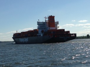 A monstrous ship on the St. Lawrence - we didn't argue who had the right of way...