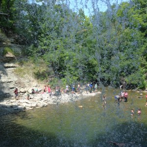 This picture is taken from behind Bridal Falls