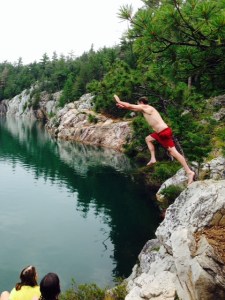 "No, don't jump!   OK, you can have the last Heinekin!"