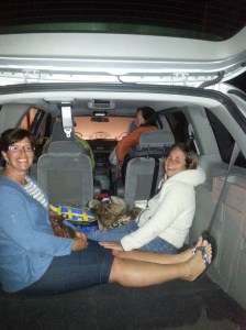 There were only 4 seats in the minivan, so Janet & Trish made do