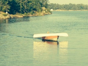 A unique way of carrying a canoe 