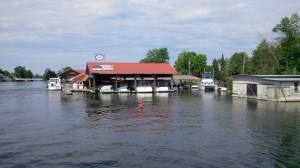 The Joint Adventure tucked in the corner in the marina at Bobcaygeon