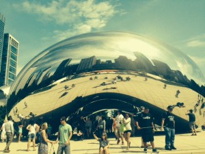 The famous Chicago "bean", built of reflective steel