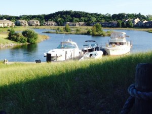 A view from the deck of a restaurant adjacent to the marina where the Joint Adventure is docked
