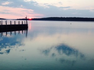 Sunrise the next morning, also from the bridge. Notice the reflection of the cloud in the water that looks like an eye - could that be the NSA watching us? After all, we just re-entered US waters...