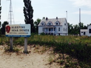 Visitors to the island, which is served by a ferry from Leland as well as access by private boat, are greeted by this sign and ranger station