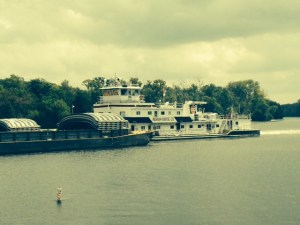 The tug that is pushing the "tow" shown in the previous picture - basically it is  one enormous engine surrounded by a hull