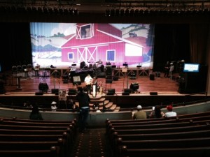 The stage at the Grand Ole Oprey, getting ready for a performance that evening