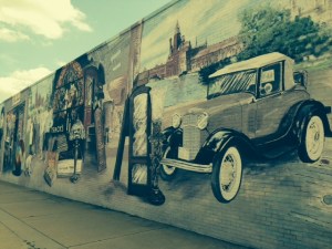 An incredible mural on the side of a long building in downtown Ottawa
