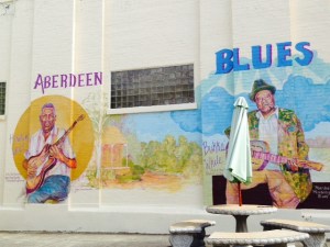 Aberdeen has a rich history with music, particularly the blues, as captured in this large mural on Main Street