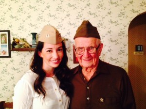Our daughter Jessie, who is currently serving in the Navy JAG Corp and my Dad - both wearing their military hat - my Dad's from his service in World War II