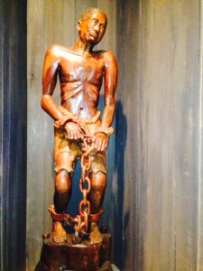 There is an excellent museum near Fort Conde called the History Museum of Mobile.  In addition to a superb presentation of the history of the city and the surrounding area, the Museum addresses in a forthright manner  the tragedy of slavery and its important role in the economy of Mobile prior to the Civil War. This famous statue of a slave at auction is presented in the Museum next to the chart below