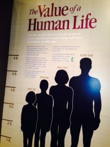 Although it may be difficult to read in this picture, this chart shows the market value of various types of slaves as they were sold in the public auctions in downtown Mobile prior to the Civil War
