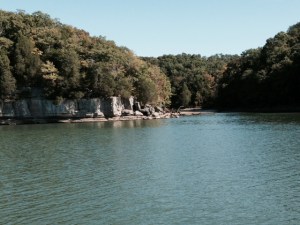 There are many creeks that empty into the Tennessee, including this one entering from the right of the rock formation.  Most of the marinas along the Tennessee are located up these creeks, sometimes a couple of miles up a winding channel 