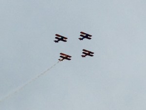 The show started with acrobatic biplanes from the early "barnstorming" days - these planes did dives, spirals, loops - you name it