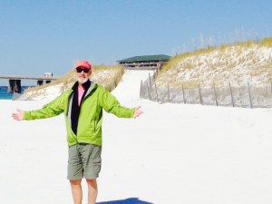 We tied to the boardwalk then launched the dinghy and took it to the beautiful beach directly across the harbor - Paul, enjoying the beach!