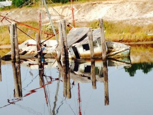 It's not clear to me whether these boats sank from neglect or were sunk by a hurricane or major storm and then abandoned