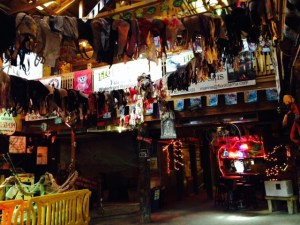 As seen in the picture, above one of the dance floors are clothes lines upon which patron apparently deposit their bras when their no longer needed - I'm just the reporter here, reporting the facts....