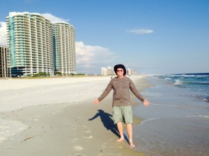 Jake enjoying a walk on the beach on the Gulf Coast at Orange Beach, Alabama