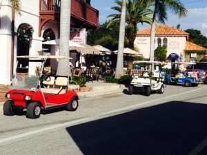 Golf carts are the primary means of transportation on the island, and are available for rent at numerous locations.