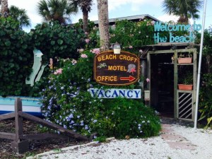 The entrance to a funky hotel on Englewood Beach