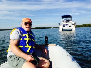 Red Southerton and I took the dinghy out for a spin among the mangrove islands. The Joint Adventure at anchor is in the background.