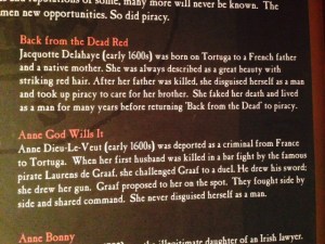 This sign tells the fascinating story of two women pirates during the Golden Age of Piracy