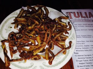 Walter took us to Tulias for dinner, where we experimented with dishes not readily available in New England, such as this appetizer plate of pig's ear and pasta with chunks of wild boar meat.