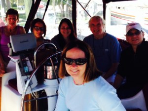 Getting a tour and reminiscing in the cockpit of the Pearl.