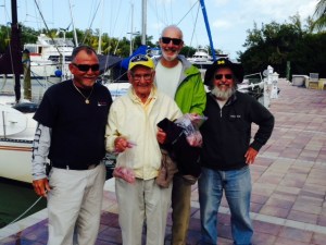 Happy fishermen after a successful day of fishing - a total of six fresh fish dinners -