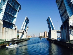 The other dominant feature of the Gold Coast ICW is the ubiquitous drawbridges - we must have passed through 50 bridges.  While we can pass under some, we required an opening from 20 or so of the bridges. Most are restricted to two openings per hour, so progress can be slow at times.