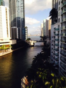 The Miami River, navigable for about 7 miles or so, cuts through the heart of the city with highrises on both sides and bridges every couple of blocks. While it serves recreational traffic, the river is a major commercial waterway as well - fishing boats utilize the river to offload their catch, freighters offload goods, and several commercial boatyards line the river.