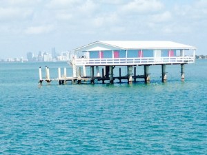 One of the stilt houses - notice the Miami skyline in the background -