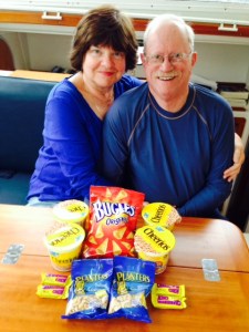 Cheerios, Bugles, cashews, and Charleston Chews - what more could anyone need?