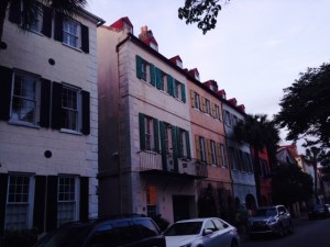 Note the round black plates in the façade of the building on the left. A devastating earthquake hit Charlestown in 1886, destroying many buildings. Some, like this one, were able to be stabilized and saved by inserting crisscrossed steel rods attached to the outside facades of the building.
