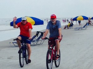 Riding on the sand, enjoying the sights -