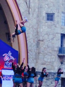The acrobatics of these kids is truly amazing - they literally throw these girls 15 feet in the air then collectively catch them.