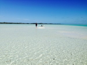 Acres of white sand, a foot under water at high tide