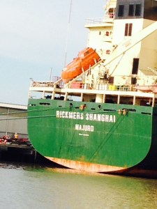 A "Captain Phillips" lifeboat on the stern of the ocean-going vessels. How would you like to be in that thing when it was released to drop 20 feet or more into the ocean? If you haven't seen the movie "Captain Phillips", it is a must-see movie that is remarkable accurate.