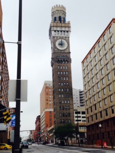 The Baltimore Arts Tower - otherwise known as the "Bromo Tower" - It was built in 1911 by Captain Issac Emerson, the chemist who developed the headache remedy Bromo Seltzer. The tower was part of an 8 story factory where he manufactured huge quantities of the remedy. At the time it was the tallest building in Baltimore and housed the world's largest four-dial gravity clock with faces 24 feet in diameter. An unabashed promoter, Emerson crowned the tower with a 51 foot revolving replica of a Bromo Seltzer bottle - illuminared with nearly 600 lights, it could be seen by seamen 20 miles out to sea. In 1986, the bottle was removed due to structural deterioration.