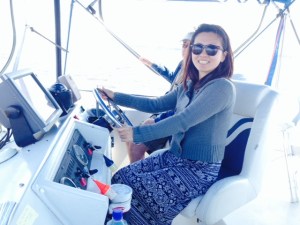 Naoko expertly guiding us up the Pasquotank River towards Elizabeth City -