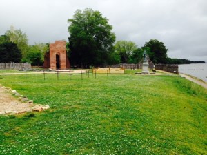 This is the actual, exact location of the original settlement of Jamestown on the James River. Incredibly, until 1994, the site was thought to be lost to erosion in the river. However, an archiologist persuaded the government to fund a dig on his belief that the site was still upland of the river bank. He was right, and an ongoing dig since then has uncovered the exact location of the walls of the original fort, burial sites, building sites etc.  