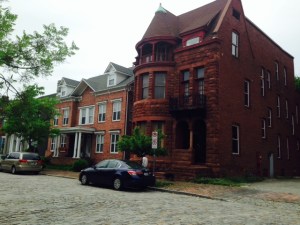 The Historic District in Norfolk includes buildings from the 1700's and 1800's.  Notice the cobblestone street.