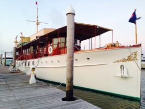 This boat came into Atlantic City while we were there and docked across from us. It was built in 1926, and is the nearly-identical sister ship to the Sequoia. The Sequoia was the presidential yacht from 1931 to 1977, used by virtually every president from Herbert Hoover t Jimmy Carter, who had it sold. Roosevelt had an elevator installed, which Lyndon Johnson had removed and replaced with a bar.