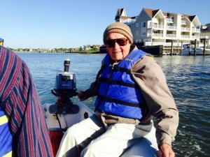 My Dad at the helm of the dinghy as we toured Cape May harbor 